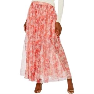 PINK Abstract Floral Maxi Elegant Skirt Size : M